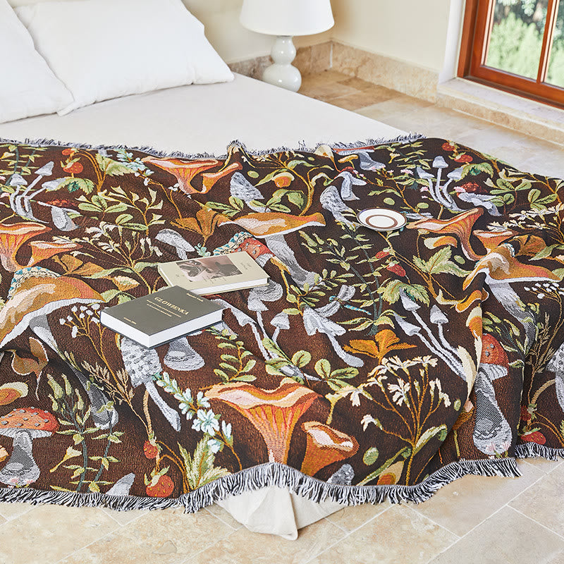 Coperta con nappe in misto cotone Olivenorma Jungle Mushroom - 130*160 cm - image 1