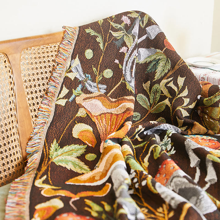 Coperta con nappe in misto cotone Olivenorma Jungle Mushroom - image 3