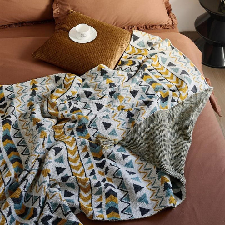 Coperta con nappe in maglia bohémien Brigg Olivenorma - image 3