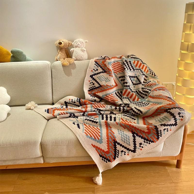 Coperta con nappe in maglia bohémien Olivenorma - image 3