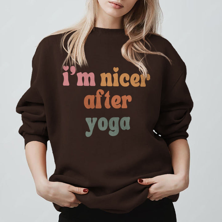 Felpa motivazionale fitness Olivenorma Nicer After Yoga - Marrone - 2XL - image 5