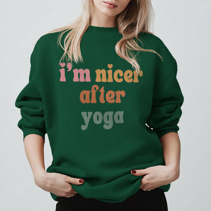 Felpa motivazionale fitness Olivenorma Nicer After Yoga - Verde - 2XL - image 13