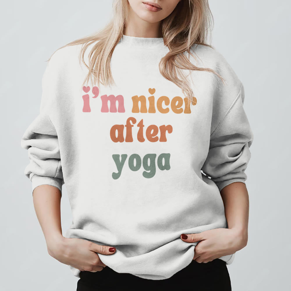 Felpa motivazionale fitness Olivenorma Nicer After Yoga - Bianco - 2XL - image 0