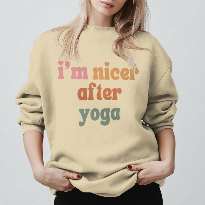 Felpa motivazionale fitness Olivenorma Nicer After Yoga - Giallo chiaro - 2XL - image 3