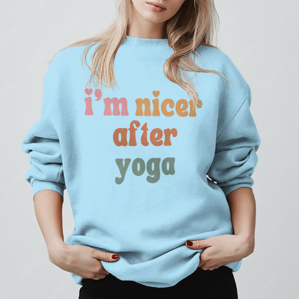 Felpa motivazionale fitness Olivenorma Nicer After Yoga - Blu - 2XL - image 15