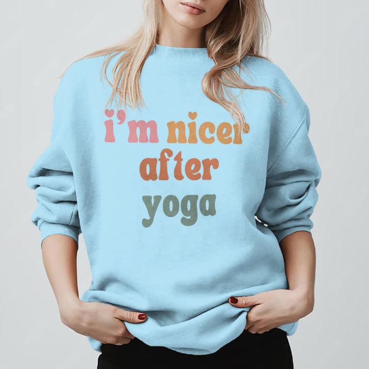 Felpa motivazionale fitness Olivenorma Nicer After Yoga - Blu - 2XL - image 15