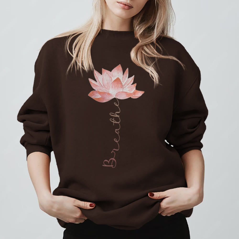 Felpa con stampa Olivenorma Red Lotus Yoga Meditation - Marrone - 2XL - image 5