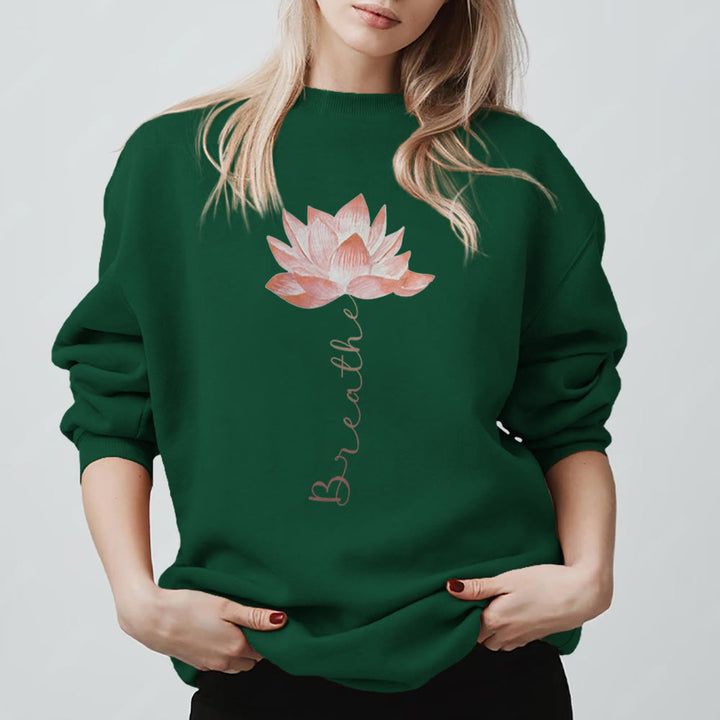 Felpa con stampa Olivenorma Red Lotus Yoga Meditation - Verde - 2XL - image 13