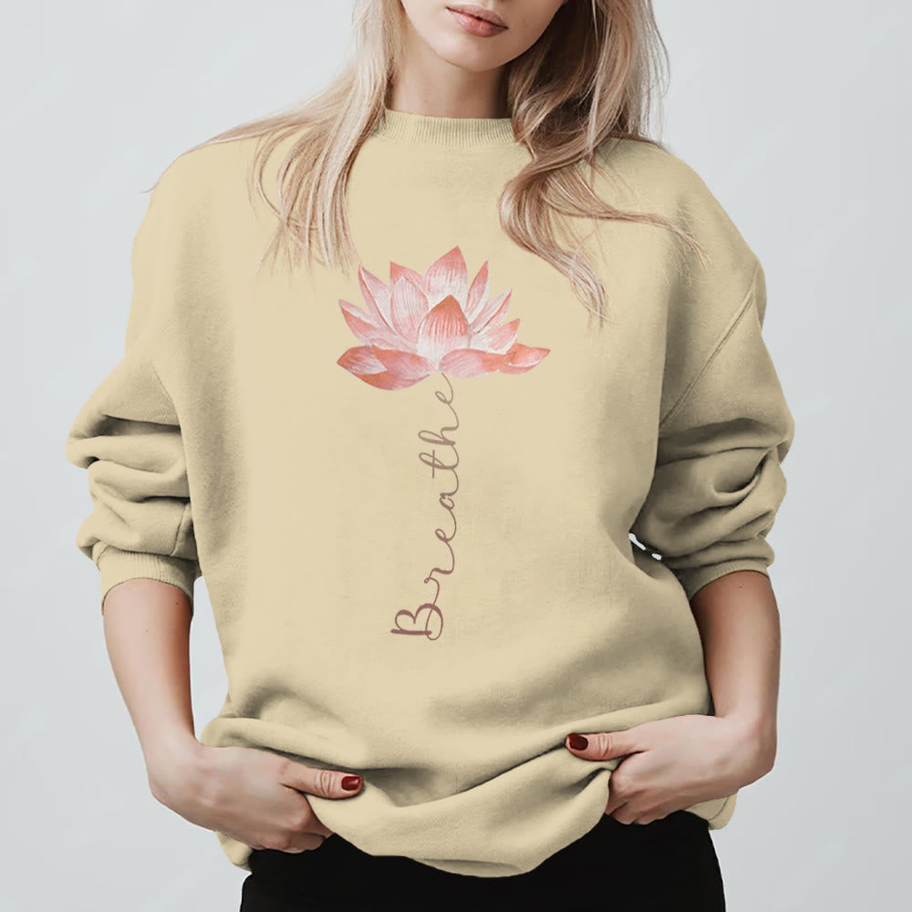 Felpa con stampa Olivenorma Red Lotus Yoga Meditation - Giallo chiaro - 2XL - image 3
