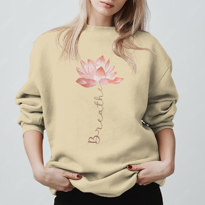 Felpa con stampa Olivenorma Red Lotus Yoga Meditation - Giallo chiaro - 2XL - image 3