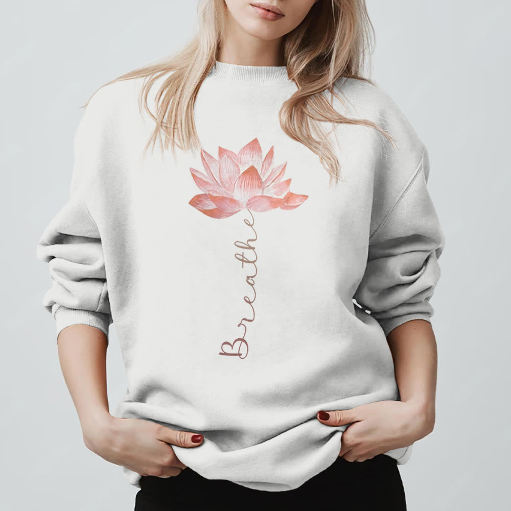 Felpa con stampa Olivenorma Red Lotus Yoga Meditation - Bianco - 2XL - image 0