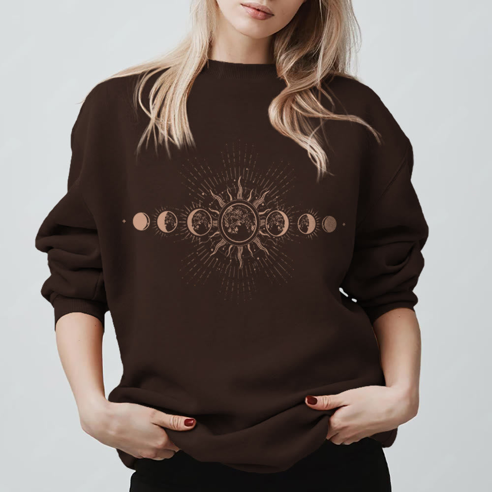 Felpa boho con luna e sole celestiali Olivenorma - Marrone - 2XL - image 7