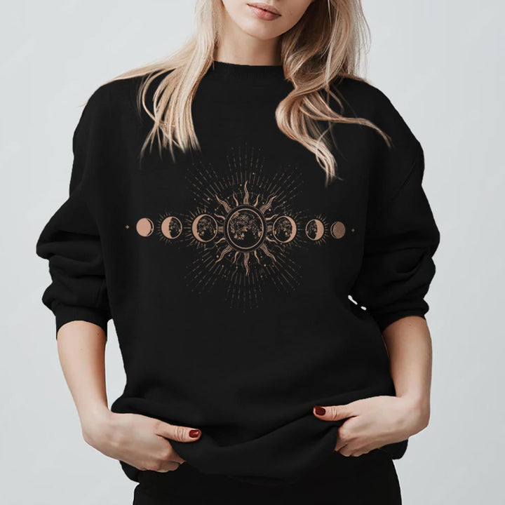 Felpa boho con luna e sole celestiali Olivenorma - Nero - 2XL - image 3