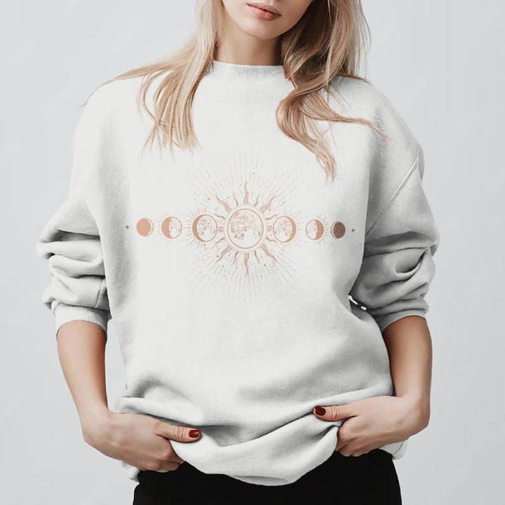 Felpa boho con luna e sole celestiali Olivenorma - Bianco - 2XL - image 5