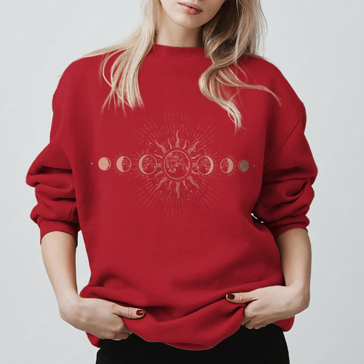 Felpa boho con luna e sole celestiali Olivenorma - Rosso - 2XL - image 9