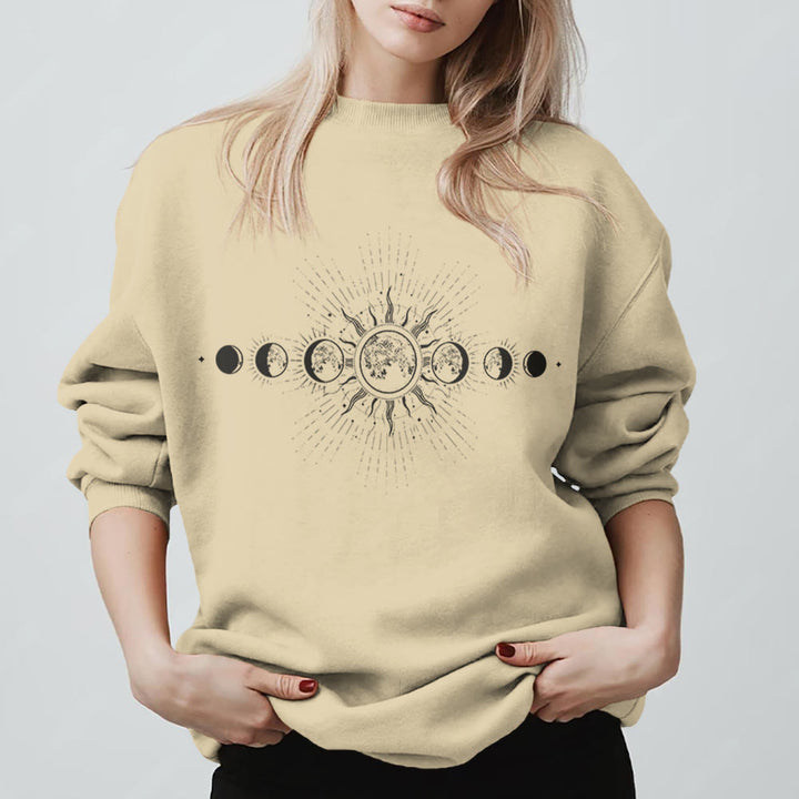 Felpa boho con luna e sole celestiali Olivenorma - Giallo chiaro - 2XL - image 1