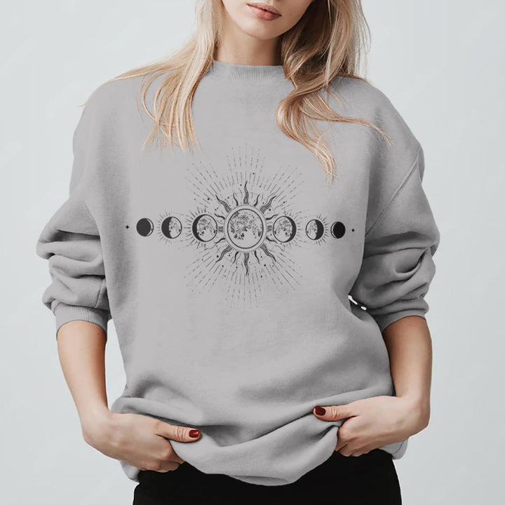 Felpa boho con luna e sole celestiali Olivenorma - Grigio - 2XL - image 11
