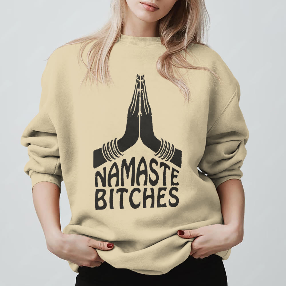 Felpa motivazionale Olivenorma Namaste Vibes Yoga - Giallo chiaro - 2XL - image 3