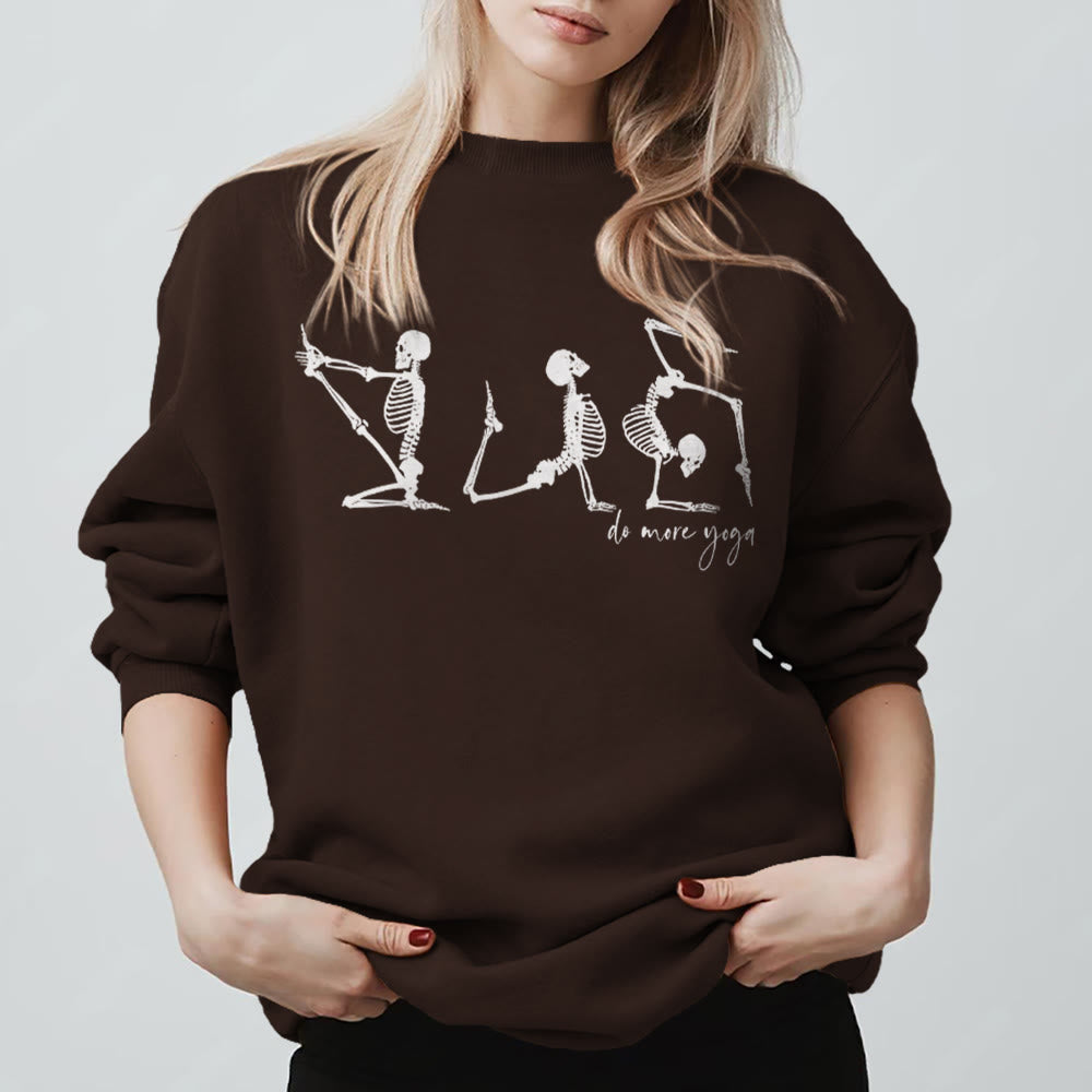 Felpa motivazionale Olivenorma Skeleton Yoga "Do More Yoga" - Marrone - 2XL - image 7