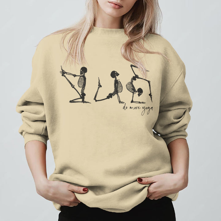 Felpa motivazionale Olivenorma Skeleton Yoga "Do More Yoga" - Giallo chiaro - 2XL - image 3