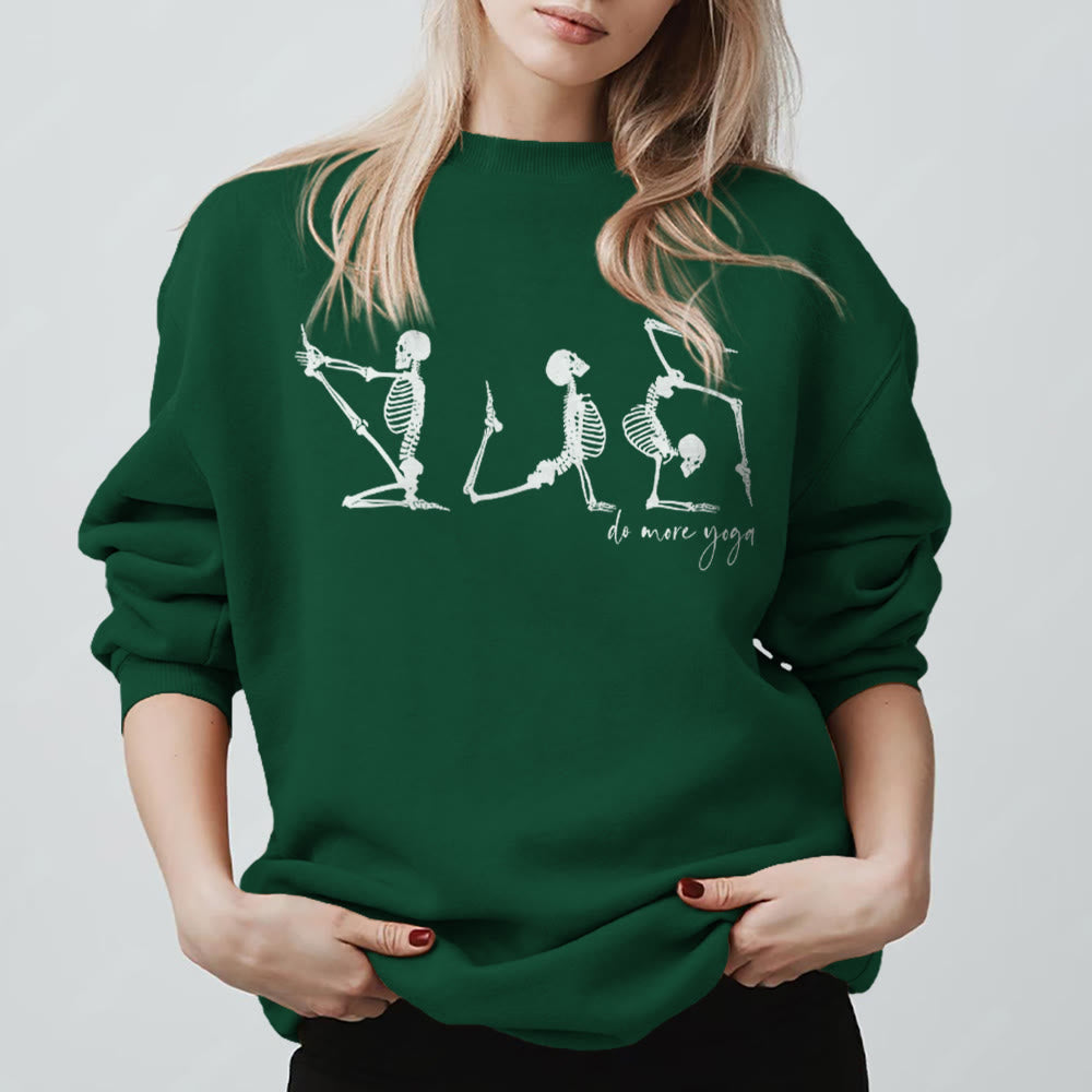 Felpa motivazionale Olivenorma Skeleton Yoga "Do More Yoga" - Verde - 2XL - image 5