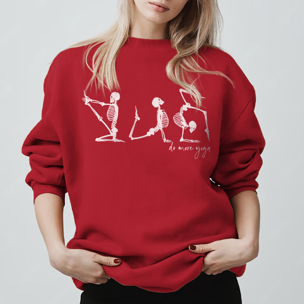 Felpa motivazionale Olivenorma Skeleton Yoga "Do More Yoga" - Rosso - 2XL - image 13