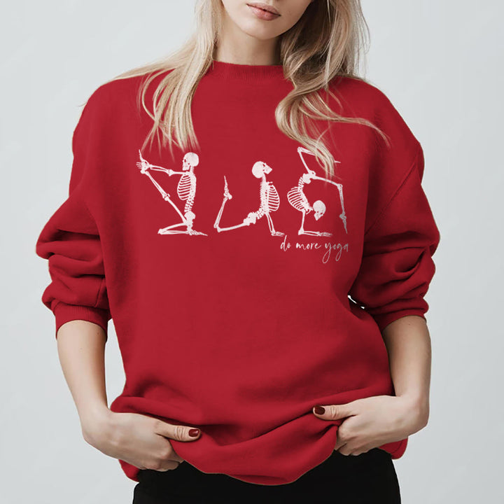 Felpa motivazionale Olivenorma Skeleton Yoga "Do More Yoga" - Rosso - 2XL - image 13