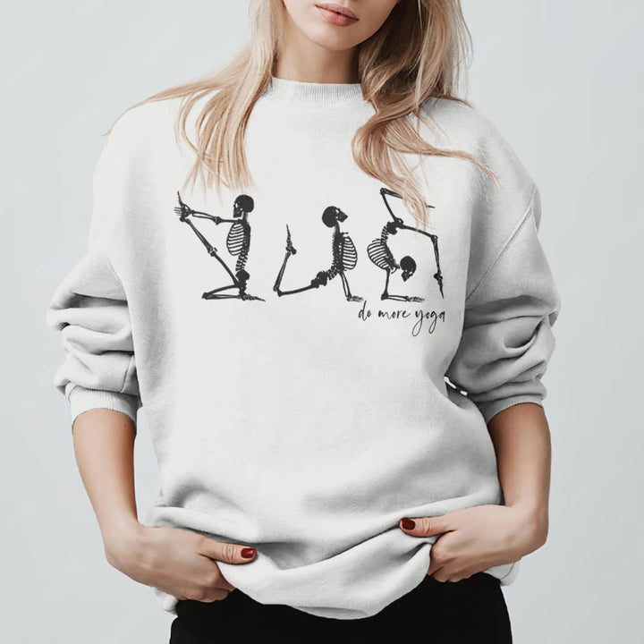 Felpa motivazionale Olivenorma Skeleton Yoga "Do More Yoga" - Bianco - 2XL - image 11