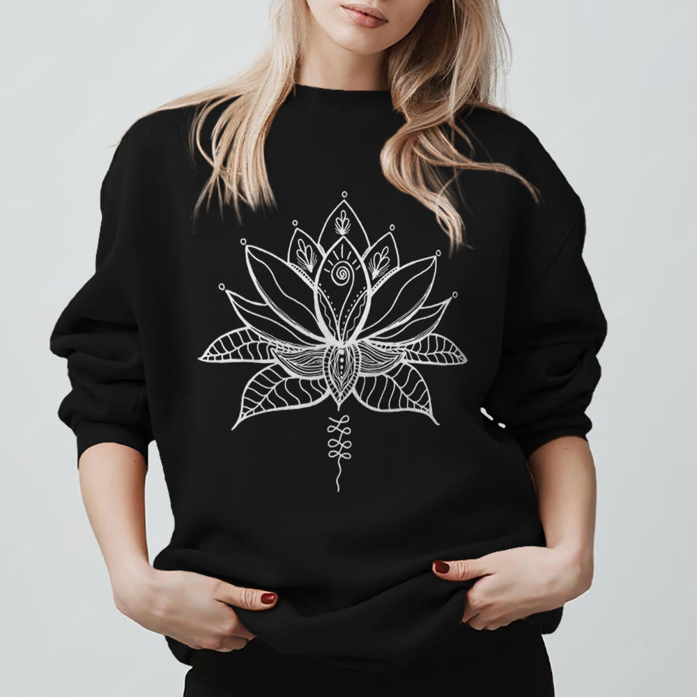Felpa con stampa Olivenorma Lotus Bloom Yoga Meditation - Nero - 2XL - image 0