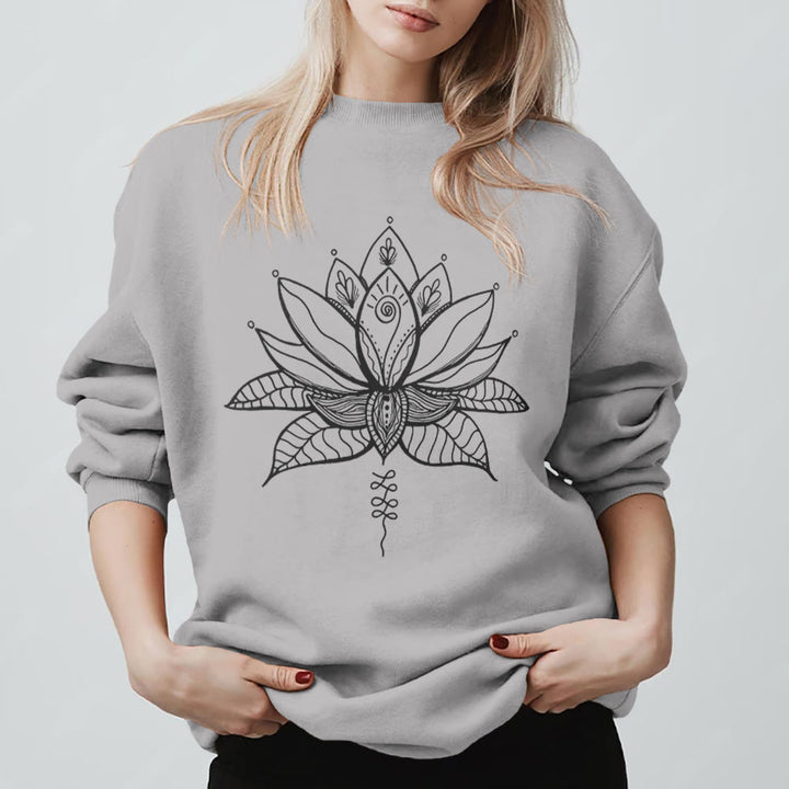 Felpa con stampa Olivenorma Lotus Bloom Yoga Meditation - Grigio - 2XL - image 3