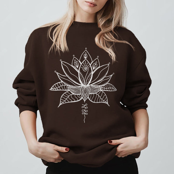 Felpa con stampa Olivenorma Lotus Bloom Yoga Meditation - Marrone - 2XL - image 9