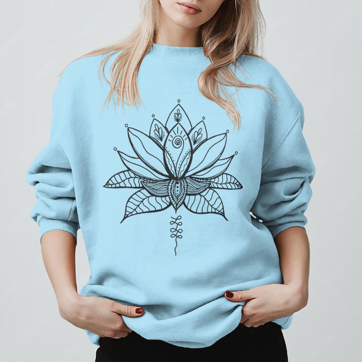 Felpa con stampa Olivenorma Lotus Bloom Yoga Meditation - Blu - 2XL - image 15