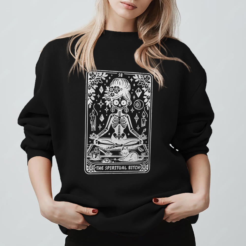 Felpa con stampa yoga e meditazione "Spiritual Bitch" Olivenorma - Nero - 2XL - image 3