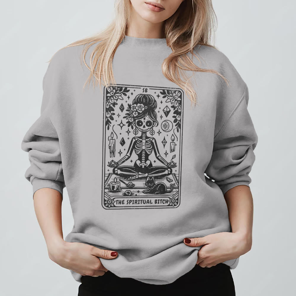 Felpa con stampa yoga e meditazione "Spiritual Bitch" Olivenorma - Grigio - 2XL - image 5