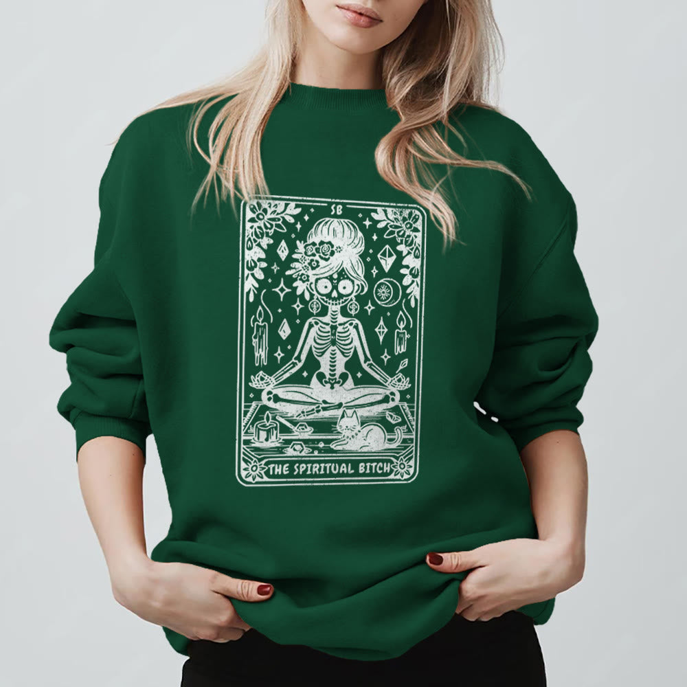 Felpa con stampa yoga e meditazione "Spiritual Bitch" Olivenorma - Verde - 2XL - image 7