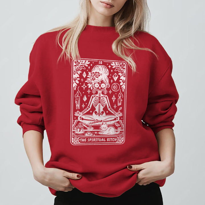 Felpa con stampa yoga e meditazione "Spiritual Bitch" Olivenorma - Rosso - 2XL - image 13