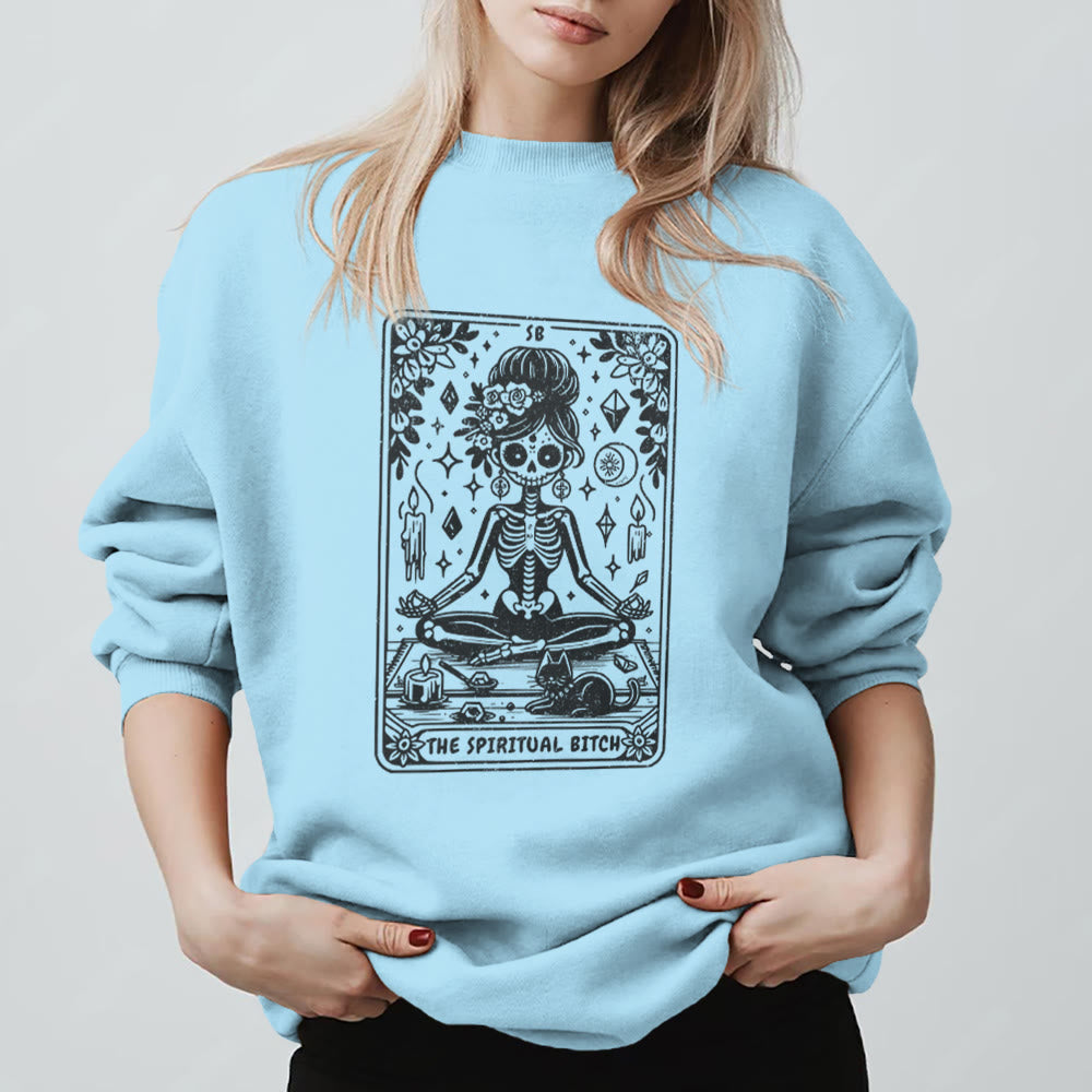Felpa con stampa yoga e meditazione "Spiritual Bitch" Olivenorma - Blu - 2XL - image 15
