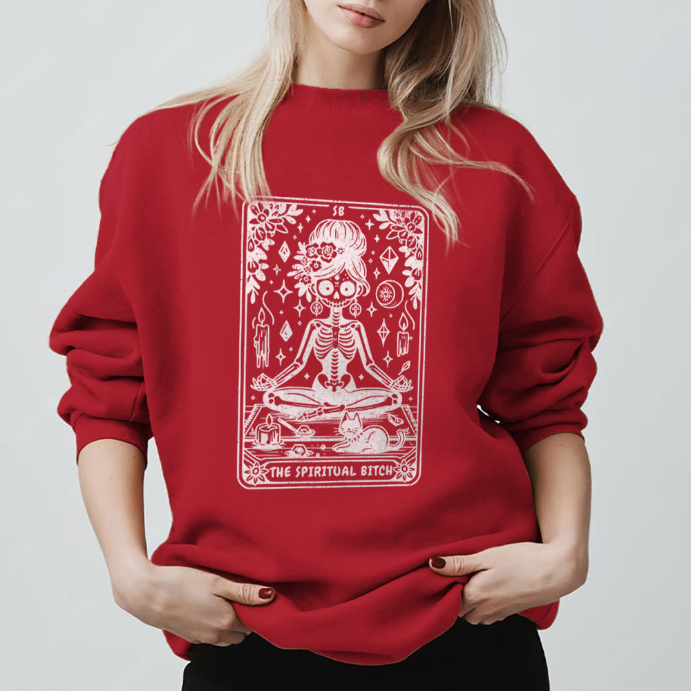 Felpa con stampa yoga e meditazione "Spiritual Bitch" Olivenorma - Rosso - 2XL - image 13