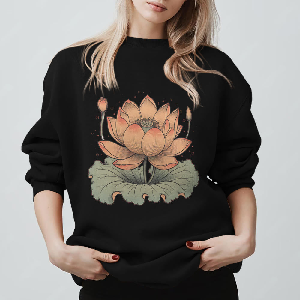 Felpa con stampa Olivenorma Lotus Bloom Yoga Meditation - Nero - 2XL - image 5