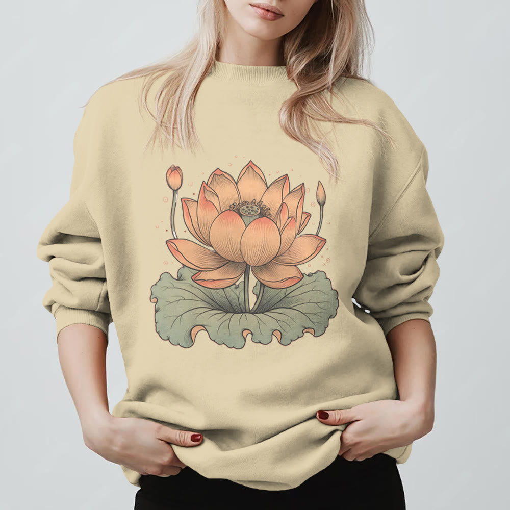 Felpa con stampa Olivenorma Lotus Bloom Yoga Meditation - Giallo chiaro - 2XL - image 3