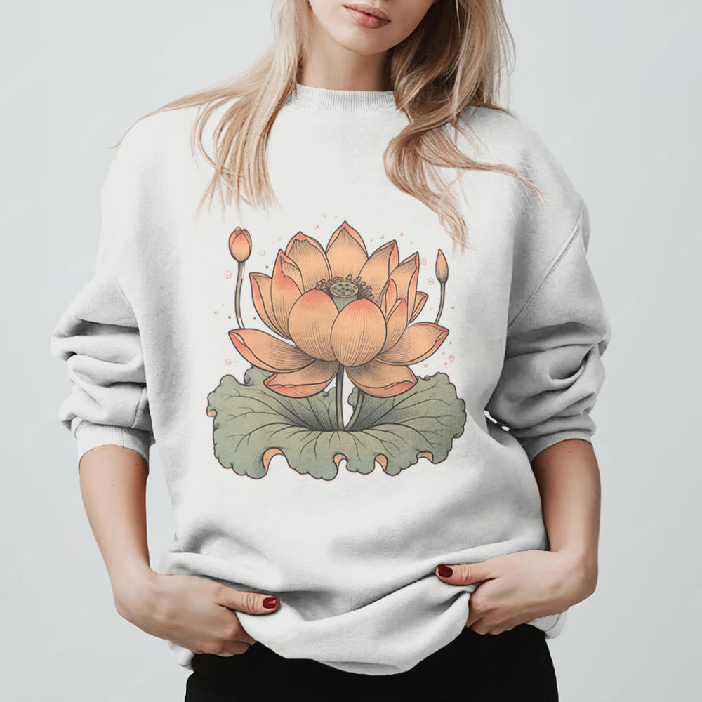 Felpa con stampa Olivenorma Lotus Bloom Yoga Meditation - Bianco - 2XL - image 1