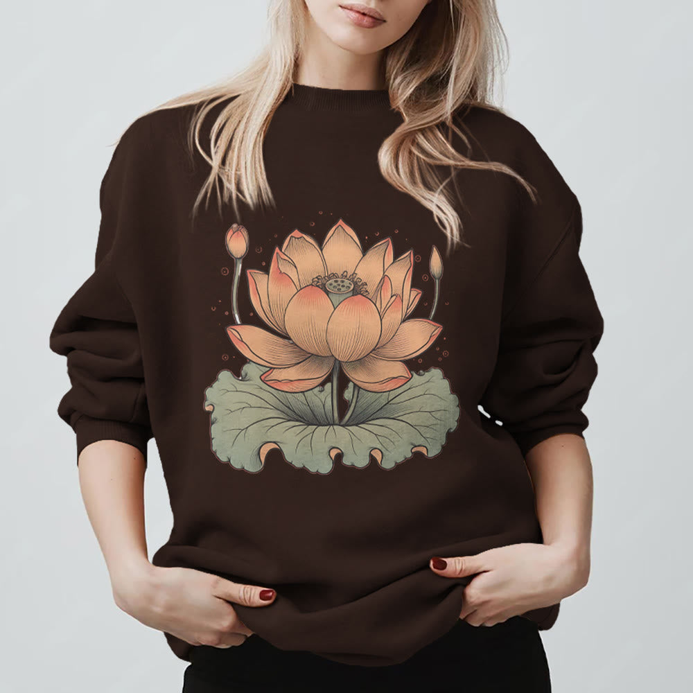 Felpa con stampa Olivenorma Lotus Bloom Yoga Meditation - Marrone - 2XL - image 11