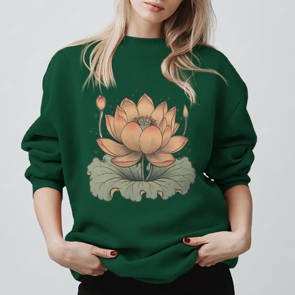 Felpa con stampa Olivenorma Lotus Bloom Yoga Meditation - Verde - 2XL - image 9