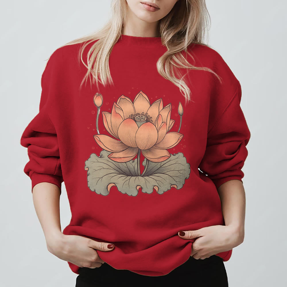 Felpa con stampa Olivenorma Lotus Bloom Yoga Meditation - Rosso - 2XL - image 13