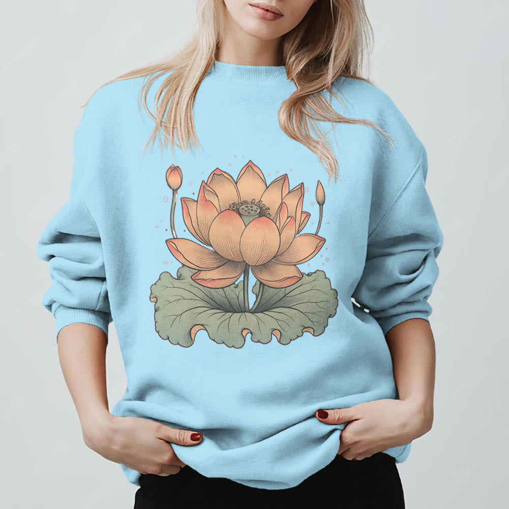 Felpa con stampa Olivenorma Lotus Bloom Yoga Meditation - Blu - 2XL - image 15