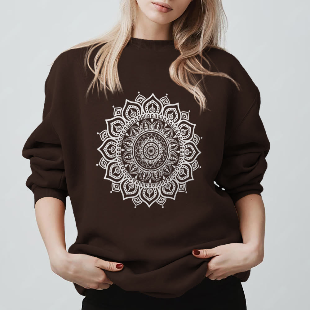 Felpa con stampa yoga Olivenorma Zen Mandala Sacred Geometry - Marrone - 2XL - image 13