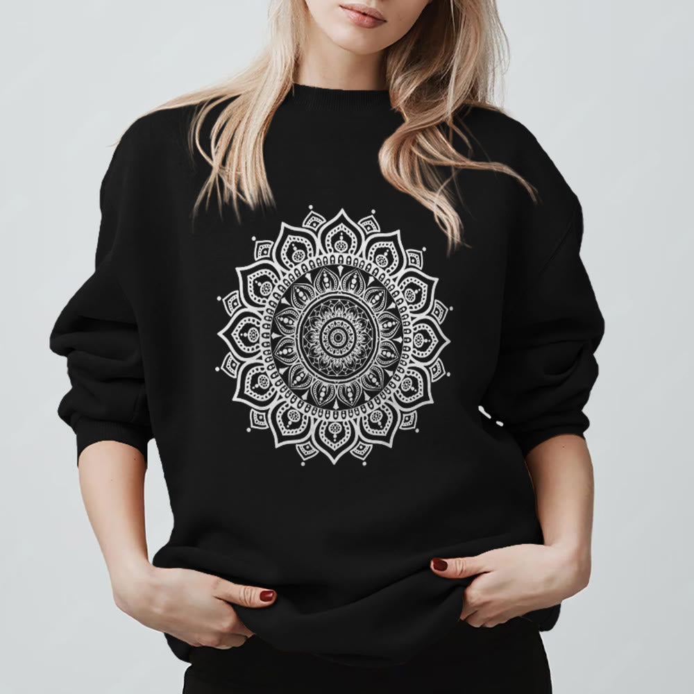 Felpa con stampa yoga Olivenorma Zen Mandala Sacred Geometry - Nero - 2XL - image 7