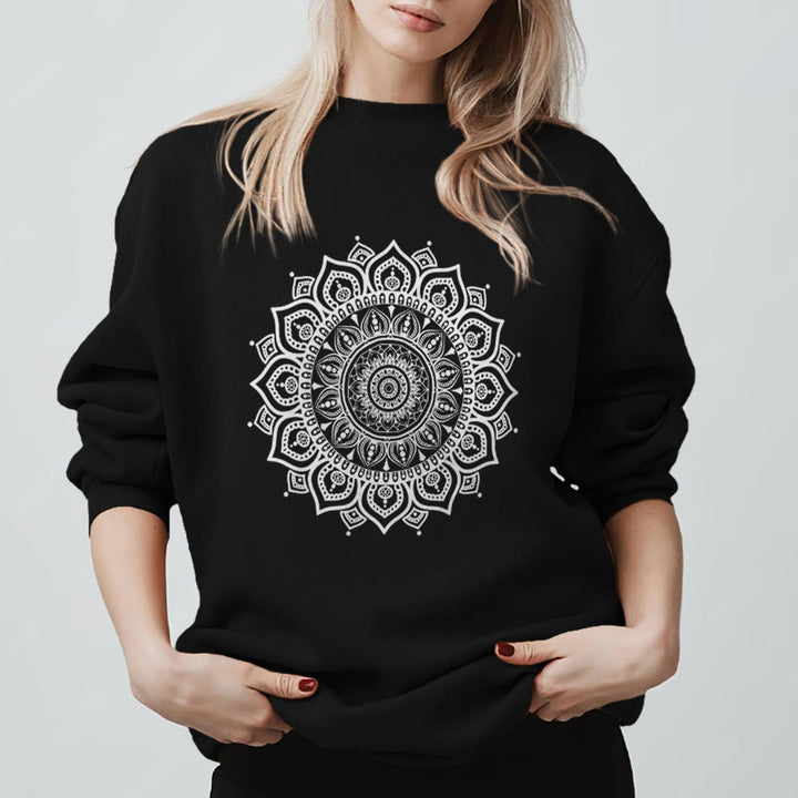 Felpa con stampa yoga Olivenorma Zen Mandala Sacred Geometry - Nero - 2XL - image 7