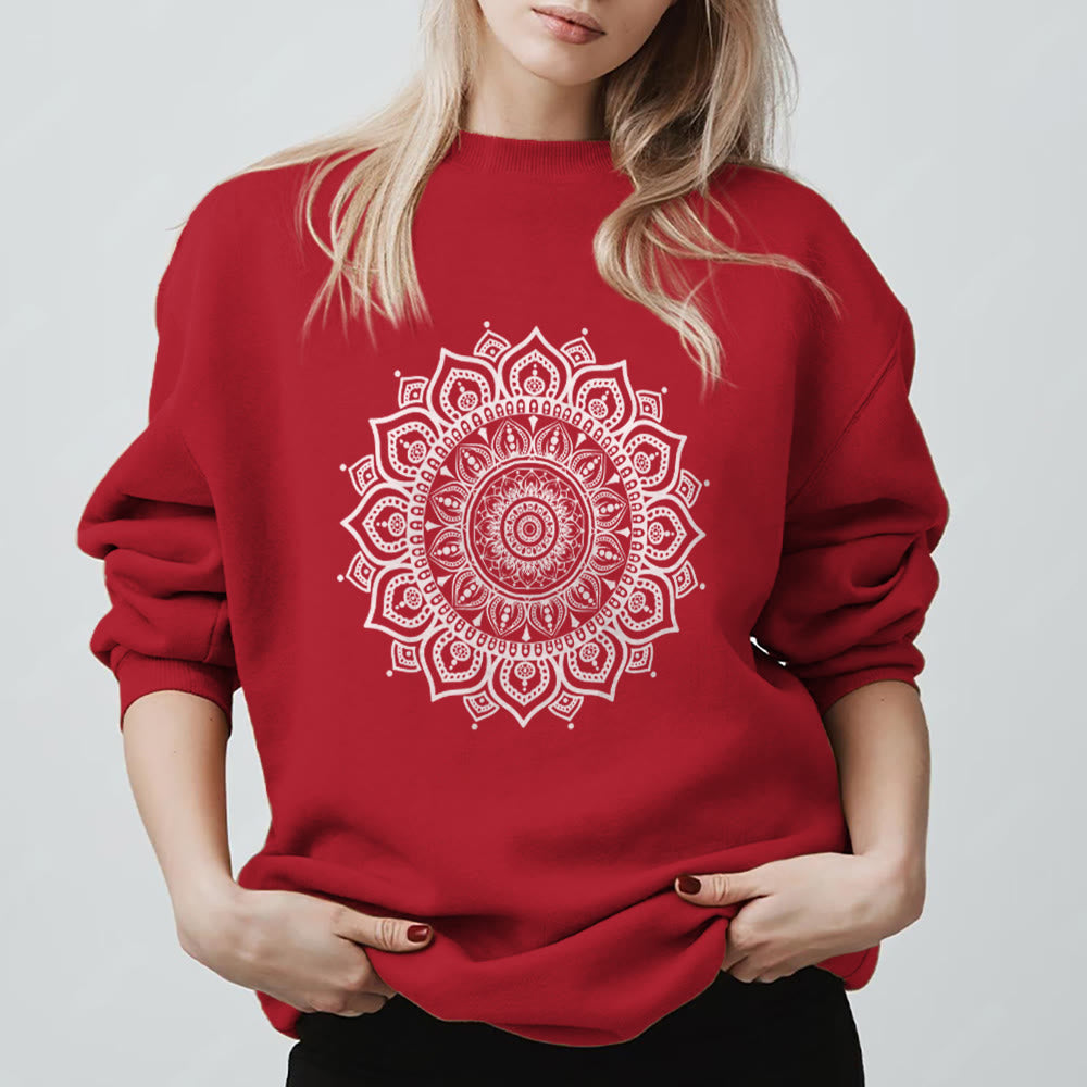 Felpa con stampa yoga Olivenorma Zen Mandala Sacred Geometry - Rosso - 2XL - image 1