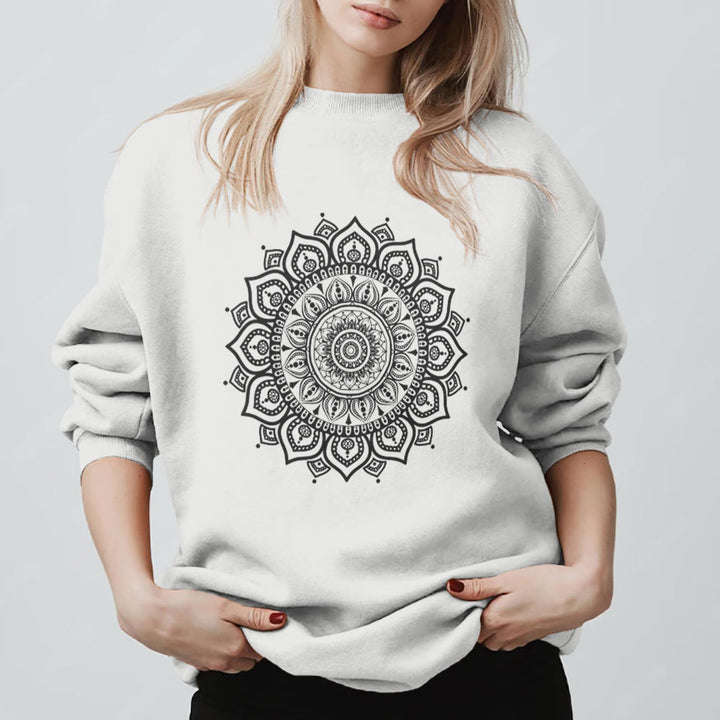 Felpa con stampa yoga Olivenorma Zen Mandala Sacred Geometry - Bianco - 2XL - image 3